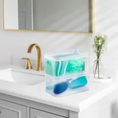 Sorbus Stackable Plastic Frosted Organizer Bins (2 Pack) - Perfect for storing items maintaining space neat and decluttered