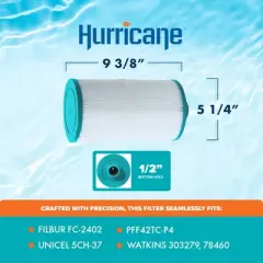 Hurricane 2 Pack Replacement Spa Filter Cartridge for PFF42TC-P4, Unicel 5CH-37, Filbur FC-2402, Watkins 303279, and 78460, White