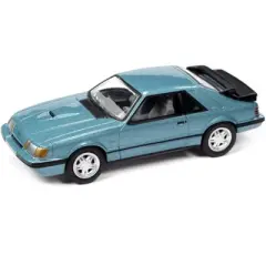 1986 Ford Mustang SVO Light Regatta Blue Metallic w/Black Stripes Ltd Ed to 12768 pcs 1/64 Diecast Model Car by Johnny Lightning