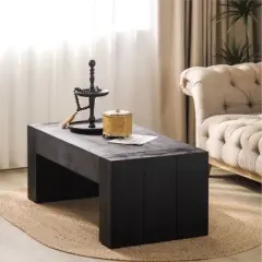 Living Room Wood Table, Versatile Table ,Black Wood Coffee Table,Modern Black Solid Wood Coffee Table