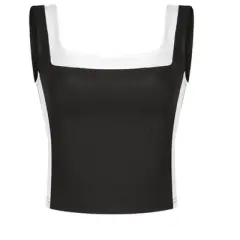 INSPIRE CHIC Women's Sleeveless Square Neck Crop Color Block Sports Summer Tank Top