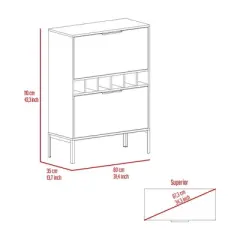 Gulches Wine Cabinet with 6 Cubbies, 2 Door Flexible Cabinets, 4 Legs and 34.3'' Superior Top