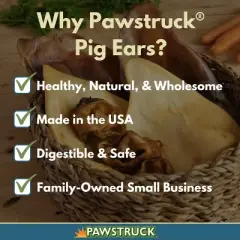 Pawstruck Natural Jumbo Pig Ears Chews for Dogs  | Premium Pork Treats Made In USA | Supports Dental Health | No Artificial Ingredients