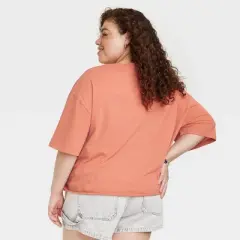 Women's The Rolling Stones Daisy Floral Short Sleeve Graphic Crop T-Shirt - Orange