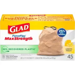 Glad ForceFlex MaxStrength Recovered Plastic Trash Bag - Lemon Fresh - 13 Gallon/45ct