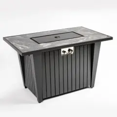 Christopher Knight Home Wayne 50,000 BTU Outdoor Square Propane Fire Pit Table with Rain Cover and Glass Wind Guard