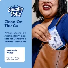 Squatty Potty Flushable Wipes - Travel 3 Pack (54 Total Wipes) - 99% Water & Plant-Based - pH Balanced - Septic Safe Adult Wet Wipes