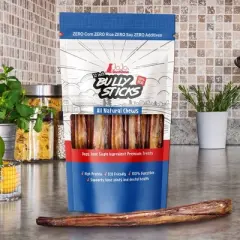 All-Natural Beef Bully Sticks Dog Treats, Single Ingredient, Long-Lasting Dog Chew Treats &ndash; 12" Jumbo (2-Pack)