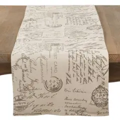 Saro Lifestyle Old Fashioned Vintage Script Print Design Everyday Table Runner