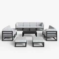 LayinSun 11-Piece Large Outdoor Modular L-Shaped Sectional Set with Coffee Table
