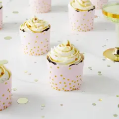 Sparkle and Bash 50 Pack Pink and Gold Cupcake Wrappers, Paper Baking Cups, Muffin Liners for Baby Shower, Birthday (2.2 In)