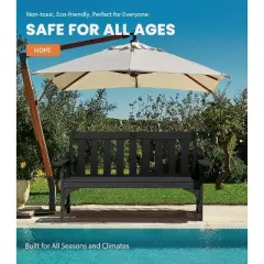 GardenJoy 2-Person Outdoor Bench HDPE Garden Seating Weather Resistant 4-Piece Set