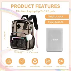 Hachikiko Stadium Approved Clear Backpack - Transparent School Bag with Wide Shoulder Straps