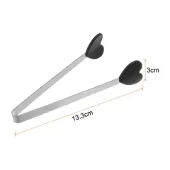 Unique Bargains Stainless Steel Silicone Tips Heart Shape Food Tongs