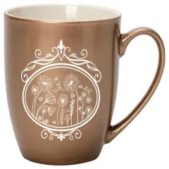 Elanze Designs Flowers in Circle Bronze 10 ounce New Bone China Coffee Cup Mug