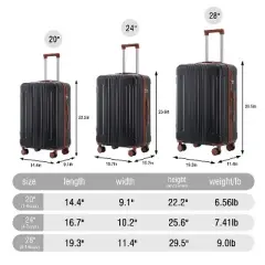 Lyngins 3-Piece Family Hardside Luggage Set, 20"/24"/28" in ABS Spinner Wheel Luggage, Carry on Suitcase, Waterproof Anti-Scratch ABS Shell, TSA Lock