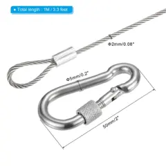 Unique Bargains Stainless Steel Luggage Lighting Travel Snap Hook Locking Cables Silver