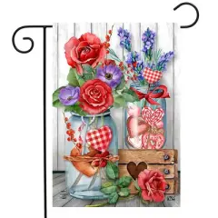 Briarwood Lane Garden Flag 12x18 For Outdoor Love Filled Mason Jars Valentine's Day For Valentine's Garden Flag Flags For Outside