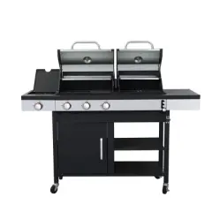 ORRD 3+1 Hybrid Gas & Charcoal Grill | 37,230BTU Dual Fuel BBQ w/ Side Burner | Outdoor Cooking Center