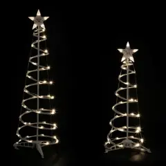 Northlight LED Lighted Spiral Outdoor Christmas Trees - 3' and 4' - Warm White Lights - Set of 2