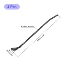 Unique Bargains Stainless Steel Reusable Long Handle Cocktail Drinking Straws Spoon 4 Pcs