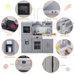 40inch Kids Large Pretend Play Kitchen Toys with Sink, Role Play Kitchen