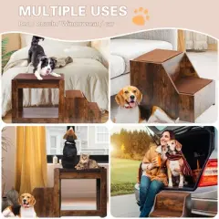 Gulches Pet Bunk Bed with Removable Step for Dogs and Cats, Multi-Level Bed Window Perch Seat Platform with Cushion and Cat Scratch Pad