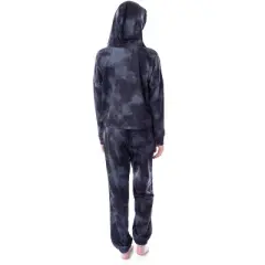 Harry Potter Womens' Hogwarts Crest Tie Dye Cropped Hooded Jogger Set Black