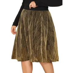 Agnes Orinda Women's Plus Size Skirt Metallic Party Disco Sparkle Suede Sequin Skirts