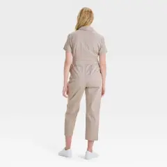 Short Sleeve Utility Maternity Jumpsuit - Isabel Maternity by Ingrid & Isabel&trade; Beige
