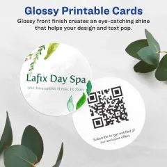 Avery Printable Round Business Cards with Sure Feed Technology, 2" Diameter, Glossy White Cardstock, Print-to-the-Edge, Laser/Inkjet Cards, 120 Total