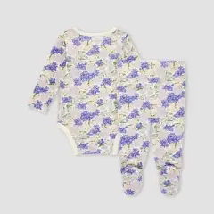 Burt's Bees Baby&reg; Girls' Floral Bundle Bodysuit & Footed Pant Set