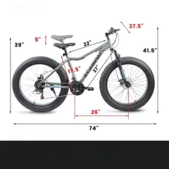 INFURNIC Bicycles, 26 Inch Fat Tires Mountain Bike, Commuter City Mountain Bike for Men Women Adults, Gray, 27.5"*41.5"*70"