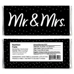 Big Dot of Happiness Mr. and Mrs. - Candy Bar Wrapper Black and White Wedding or Bridal Shower Favors - Set of 24
