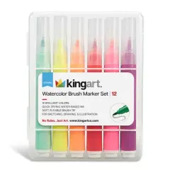 KINGART Brush Tip Markers 12 Colors