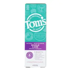 Tom's of Maine Cinnamon Clove Whole Care Anticavity Toothpaste - Case of 6/4 oz