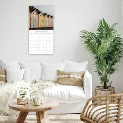 2026 Square Wall Calendar, Beach Huts, 16-Month Animals Theme, 180 Reminder Stickers (12x12 In)