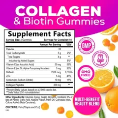 Biotin and Collagen Gummy Vitamins for Hair, Skin, and Nails - Extra Strength - 60 Gummies;120 Gummies