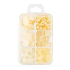 John Bead Recipe Box Mixed Glass Beads Egg Cream, 110g