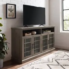 Transitional 4 Door Windowpane TV Stand for TVs up to 65" - Saracina Home