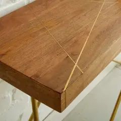 Walter Cocktail Table Mango Wood Top with Brass Inlay - Steve Silver