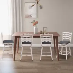 Costway Set of 4 Swivel Bar Stools Bar Height Upholstered  Faux Leather Dining Chairs