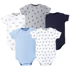 Hudson Baby Infant Boy Cotton Bodysuits 5pk, Basic Paper Airplane