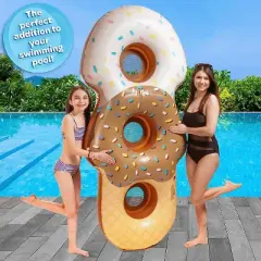 Aquamazing Ice Cream Cone Giant Inflatable XL Swimming Pool Float Tube for Kids, Adults- Huge 7 Ft Long - Mesh Sections Seats 3 People - Perfect for