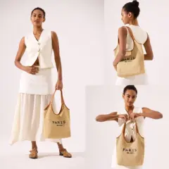 FATMOON Straw Tote Bags for Women, Summer Straw Purses and Handbags Shoulder Woven Raffia Beach Bag with Coin Purse