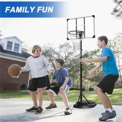 YONWAY Portable Basketball Hoop Adjustable 7.5ft - 9.2ft with 32 Inch Backboard for Youth Adults Indoor Outdoor Basketball Goal White