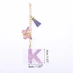 Unique Bargains Star Sequin Letter K Butterfly Tassel Water Cup Pendant Purple 1 Pc