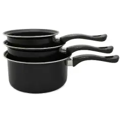 Brentwood 3-Piece Nonstick Carbon Steel Saucepan Set in Black
