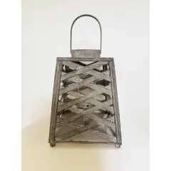 Essential Decor & Beyond 14.2" Gray Bamboo Candle Lantern With Handle