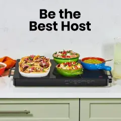 Chefman Electric Warming Tray w/ Adjustable Temperature Control, 21&rdquo; x 16&rdquo; Glass-Top Surface &ndash; Black